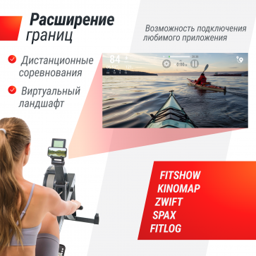 Гребной тренажер UNIX Fit Air Rower-X Black - 6